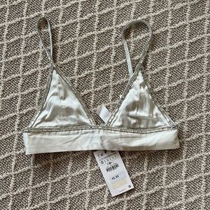 Zara Silver and White Satin Bralette